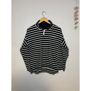 Navy & White L.L.Bean Heritage Mariner Top, Funnelneck Stripe - (Women's M Reg)